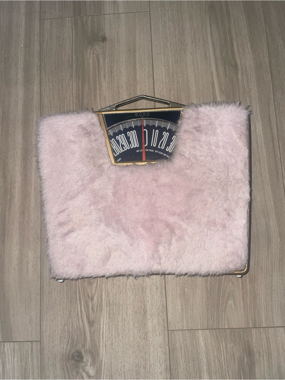 Vintage Fluffy Pink Bathroom Scale